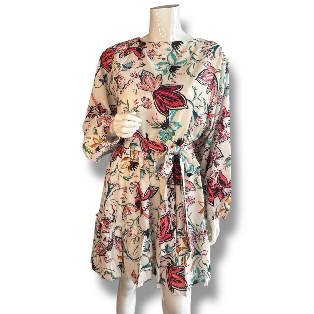 Baltic Born Floral Long Sleeve Belted Tally Dress. NEW WITH TAG. Women Sz Large